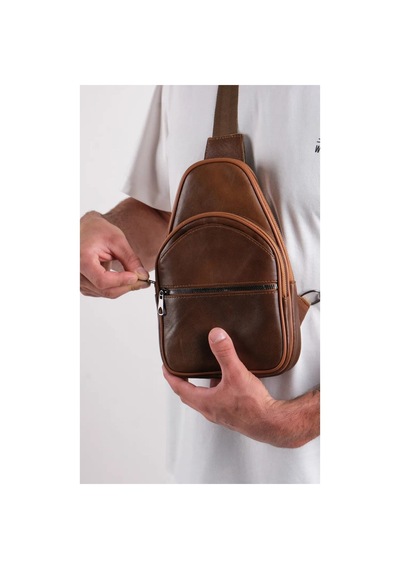 Erzeno Erkek Taba Hakiki Deri Bodybag Çapraz Göğüs Çantası Taba - 275961963 Taba