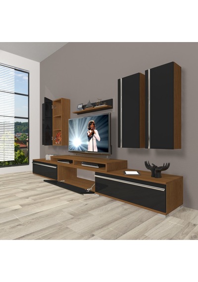 Decoraktiv Ekoflex 8d Mdf Tv Ünitesi Tv Sehpası Ceviz - Siyah