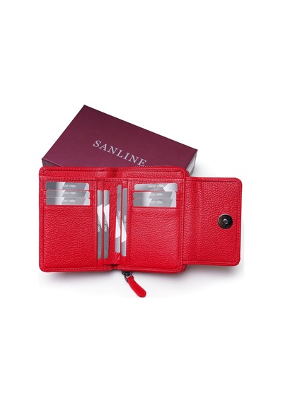 Sanline Sanlıne 2768 Hakiki Deri Kadın Cüzdan - Kırmızı