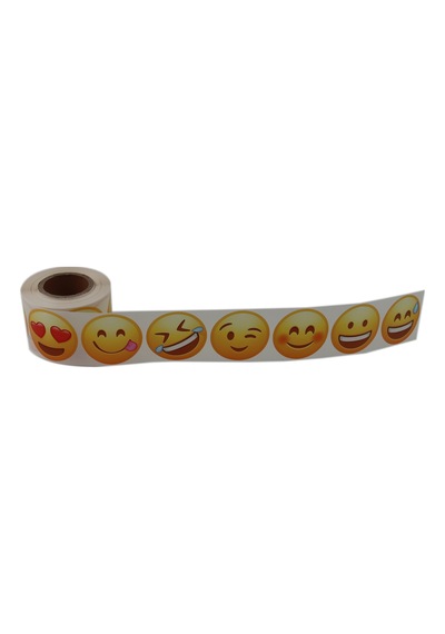 Pp Opak Emoji Etiketi 9 Farklı İfade 50mm Çap Ruloda 500 Adet