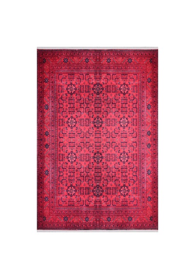 Kırmızı Oryantal Desenli Kilim Kaymaz Taban, Yıkanabilir, Salon & Oturma Odası Kırmızı Kırmızı
