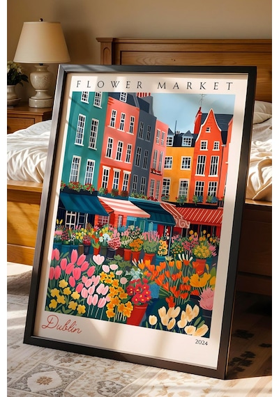 Dublin İrlanda Çerçeveli Tablo Seyahat Severlere Salon Ve Ofis İçin Estetik Duvar Dekoru Travel Flower Market