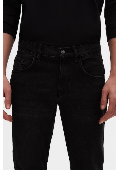 D's Damat Ds Damat Comfort Fit Siyah Düz Jean Kot Beş Cepli Yıkamalı Denim Pantolon 3hcj3ort00103 001