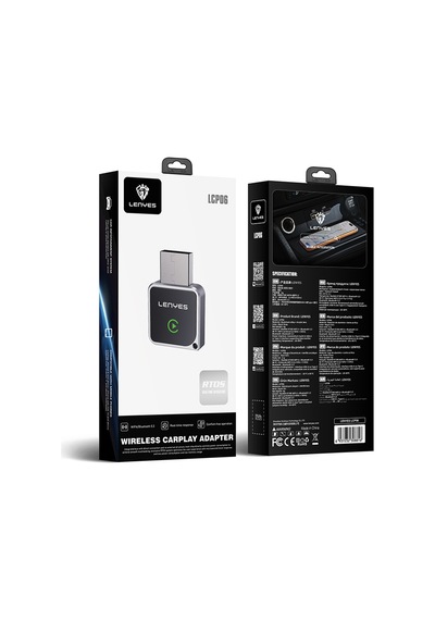 Lenyes Lcp06 Android Auto Destekli Carplay Usb Bluetooth 5.3 Wireless Transmitter Adaptör Siyah