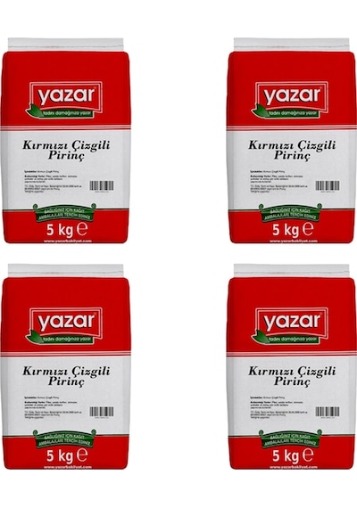 Yazar Kırmızı Çizgili Yerli Pirinç 4 x 5 KG