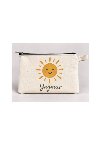 Kişiye Özel Gülümseyen Güneş Baskılı Fermuarlı Kalemlik 20x10 Cm Kalem Kutusu Çok Renkli