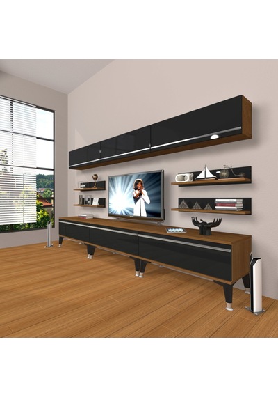 Decoraktiv Eko 8y Mdf Silver Tv Ünitesi Tv Sehpası Ceviz - Siyah