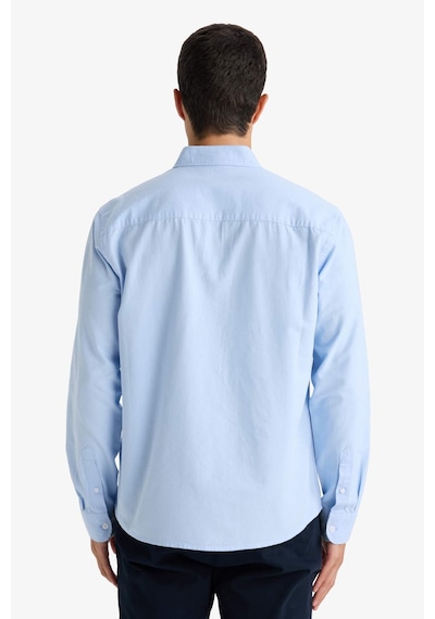 DeFacto %100 Pamuk Regular Fit Polo Yaka Oxford Basic Düz Uzun Kollu Gömlek A8028AX25SPBE196