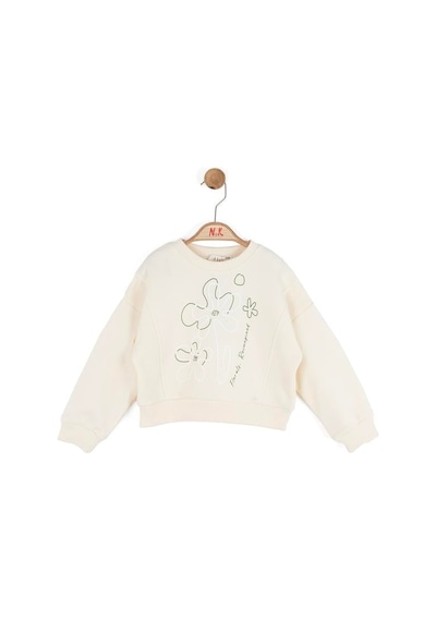 Kız Çocuk Magnet Sweat Nk-39601 Krem - Yeşil