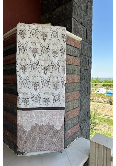 Çift Kişilik Çok Amaçlı Pike, Yazlık Pike, Desenli Pike, Yatak Örtüsü 195x220cm Kahverengi
