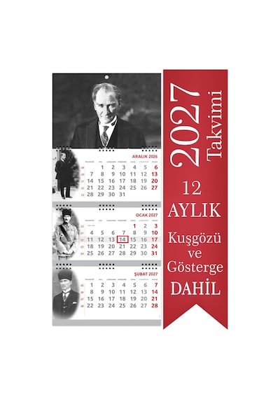 2027 Atatürk Gemici Takvimi Denizci Duvar Takvimi 33 x 77.5 CM
