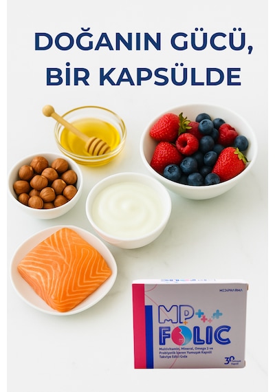Mp Folic Multivitamin Mineral, Omega-3 Ve Probiyotik içeren Takviye Edici Gıda 30 Tablet