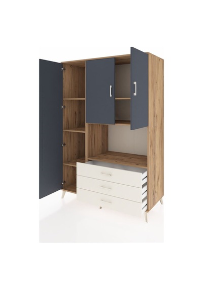 Kronos Dolap 6 Raflı 3 Çekmeceli 3 Kapaklı 132x59x195 Çam-ant... Çam