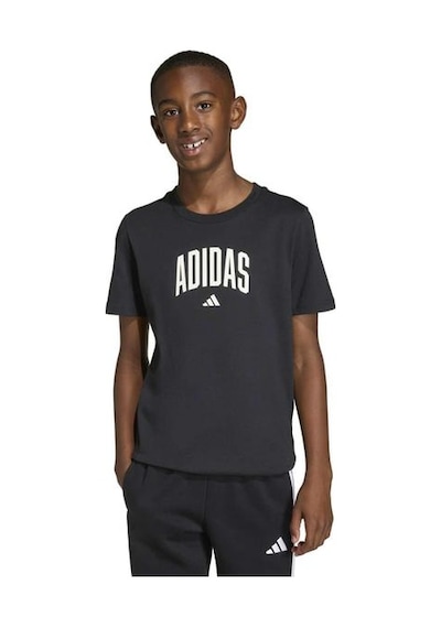 Adidas Collegiate Graphic Çocuk Siyah Yuvarlak Yaka Tişört Siyah