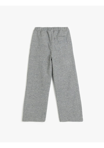 Koton Cep Detaylı Pileli Ekoseli Bol Paça Pantolon Mavi Desenli 5wkg40098aw Mavi Desenli Mavi