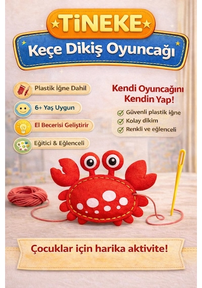 Tineke 1 Adet 3 Yaş Çocuklar Için Eğitici Oyuncak Kendin Yap Montessori Keçe Dikiş El Sanatları Seti Yengeç