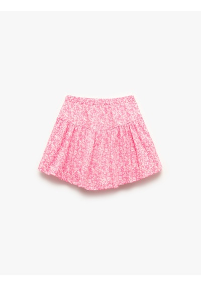 Koton Beli Lastikli Desenli Şort Etek Pembe Desenli 5skg40212ak Pembe Desenli