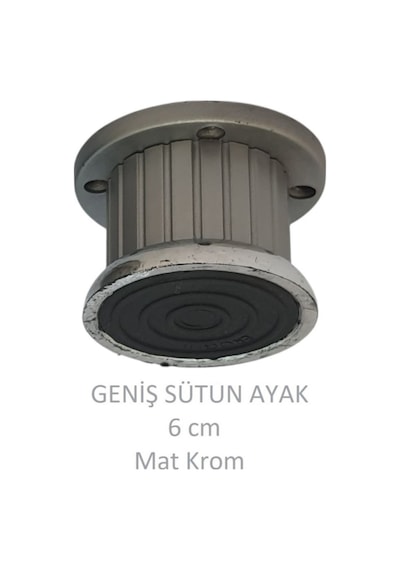 Plastik 6 Cm Geniş Sütun Ayak, Mat Krom, Vidalarıyla Mat Krom