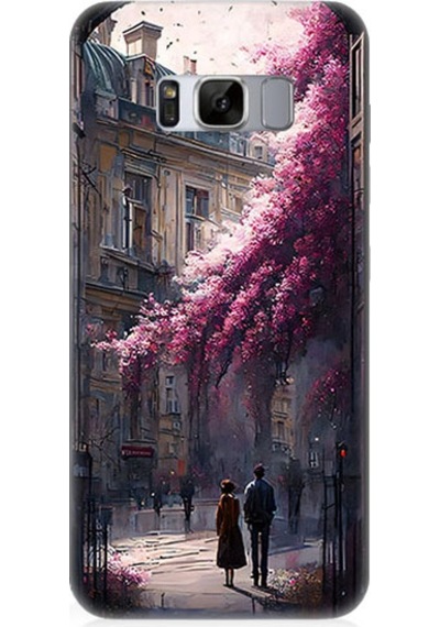 Samsung Galaxy S8 Edge Uyumlu Çiçekli Sokak Desenli Silikon Kılıf