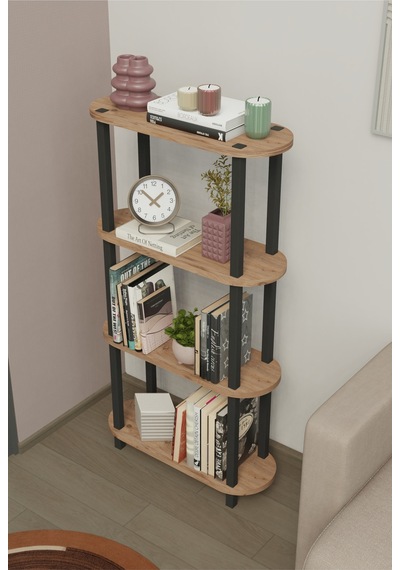 Soft 4 Katlı Modern Kitaplık Dekoratif Çok Amaçlı Kitaplık Ve Organizer Çok Raflı Düzenleyici - Meşe Kahverengi Soft 4 Katlı Modern Kitaplık Dekoratif Çok Amaçlı Kitaplık Ve Organizer Çok Raflı Düzenleyici - Meşe Kahverengi