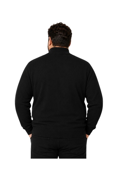 Battalmoda Erkek Büyük Beden Siyah Fermuarlı Dik Yaka Pamuklu Hırka 3xl-4xl-5xl-6xl