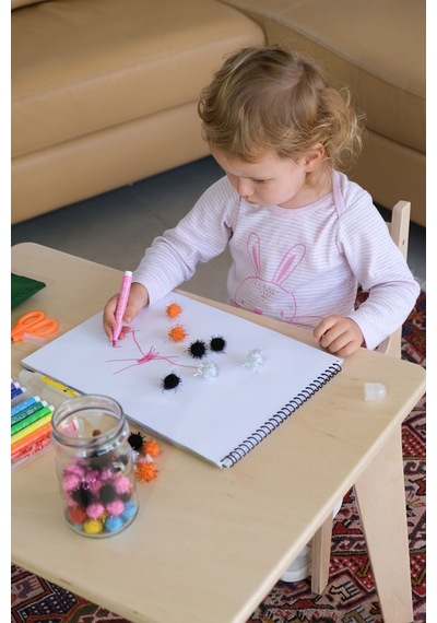 Montessori Ahşap Çocuk Masa Ve Sandalye Takımı Masa + 2 Sandalye