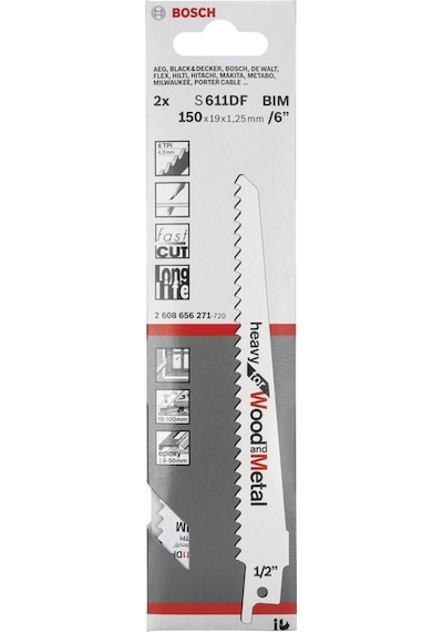 Bosch S 611 Df 100mm 2'li Ağır Hizmet Ahşap-metal Panter Testere 2608656271