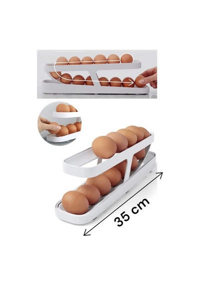 Aveo 2 Adet 2 Katlı Otomatik Buzdolabı Yumurta Standı Yumurtalık Rafı Saklama Buzdolabı Organizer Pl Diğer