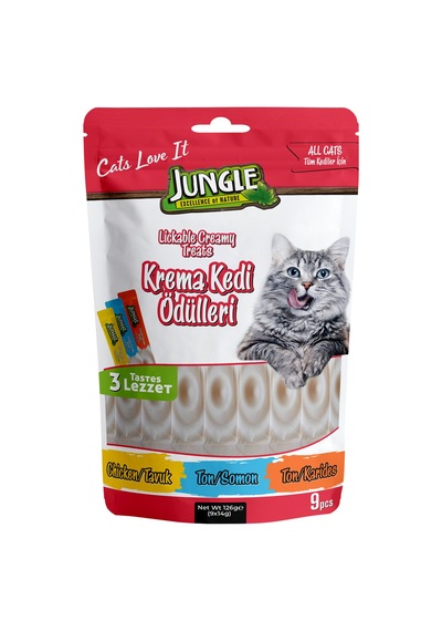 4 Adet Jungle Kedi Krema Mix Ödül Maması 9x14 G