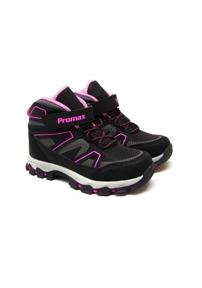 Promax Prmx-1726 Siyah Fuşya Unısex Çocuk Cırtlı Spor Bot Siyah Fuşya