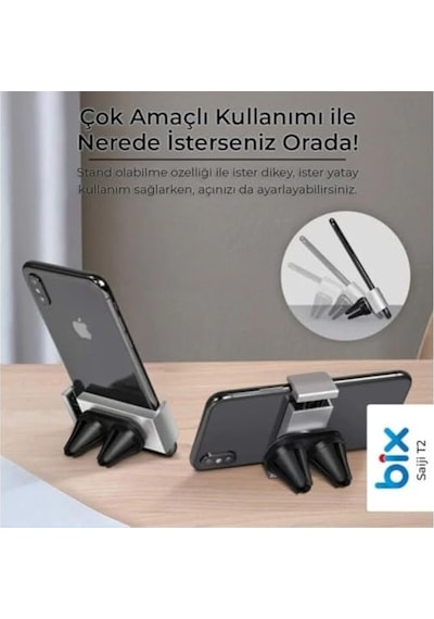 Saiji T2 Araç İçi Telefon Tutucu Havalandırma Klipsli 360 Dönebilen Universal Uyumlu Diğer