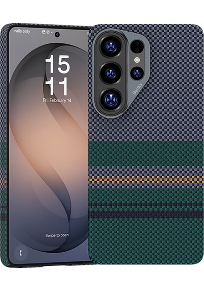 Galaxy Uyumlu S26 Ultra Uyumlu Kılıf M-safe Özellikli Karbon Fiber Benks Aurora Armorair Kevlar Kapak Yeşil Yeşil