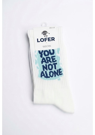 Lofer Erkek Yazılı Uzun Çorap You Are Not Alone Lfr-kc4 Corap Beyaz