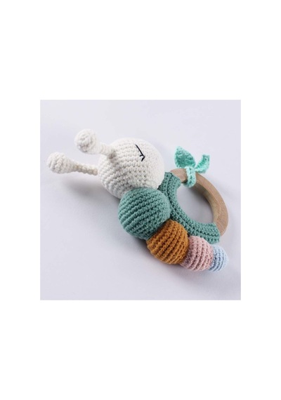 Amigurumi Renkli Tırtıllı Çıngıraklı Diş Kaşıyıcı Çok Renkli