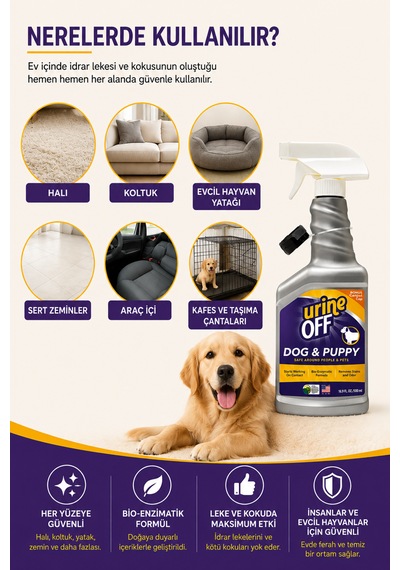 Urine Off Köpek İdrar Kokusu Ve Lekesi Giderici Enzimatik Temizleyici Sprey 500 Ml
