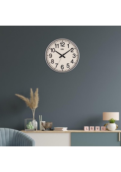 Klik Simplex Gümüş Dekoratif Sessiz Akar Duvar Saati Çok Renkli