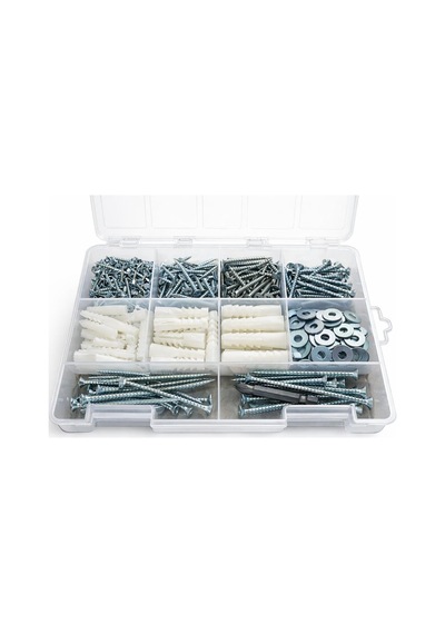 Tr 312 Parça 11 Çeşit Vida Dübel Ve Pul Seti - Organizer Takım Çantası - Dın 7505 Sunta Vidaları - Kraft Plastik