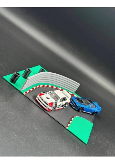 1:64 Ölçekli Yarış Pisti Diorama Siyah - Yeşil