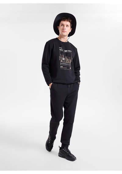 National Geographic N6wm-ea4120 Siyah Erkek Relaxed Yan Cep Fermuarlı Süprem Sweatpant