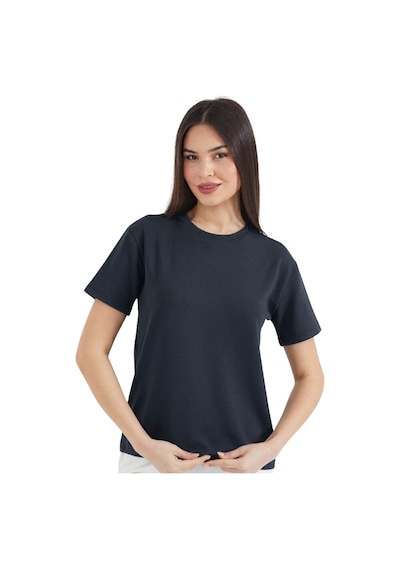 Thiff Gymwear Kadın Modal Kumaş Kısa Kolu Basic Tişört Antrasit