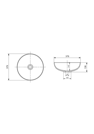 Bocchi Sottile Slim Line Çanak Lavabo 38 cm Mat Beyaz 1494-002-0125