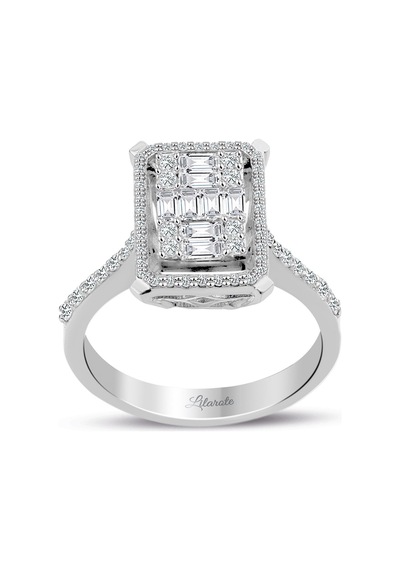 0.80 Ct Modern Tasarım Baget Kare Tektaş Yüzük