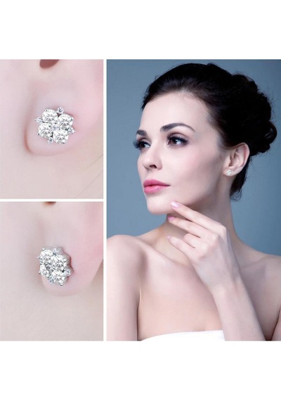 Brezza Lusso Jewelry Beyaz Taşlı Elegant Stylish Night Kadın Gümüş Küpe