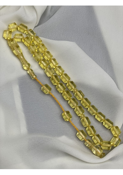 Sistemli Şeffaf Damla Benzetme Beyrut Tesbih Sarı, 9x11 Mm