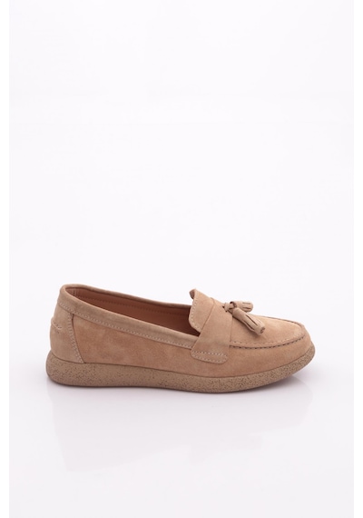 Dgn Ml5604-1 Kadin Loafer Ayakkabi Bej Süet