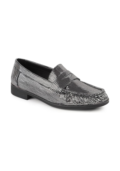 Mamma Mia Kadın Loafer Günlük Simli Metalik Slip-on Klasik Anne Ayakkabısı 26y-7365 Siyah