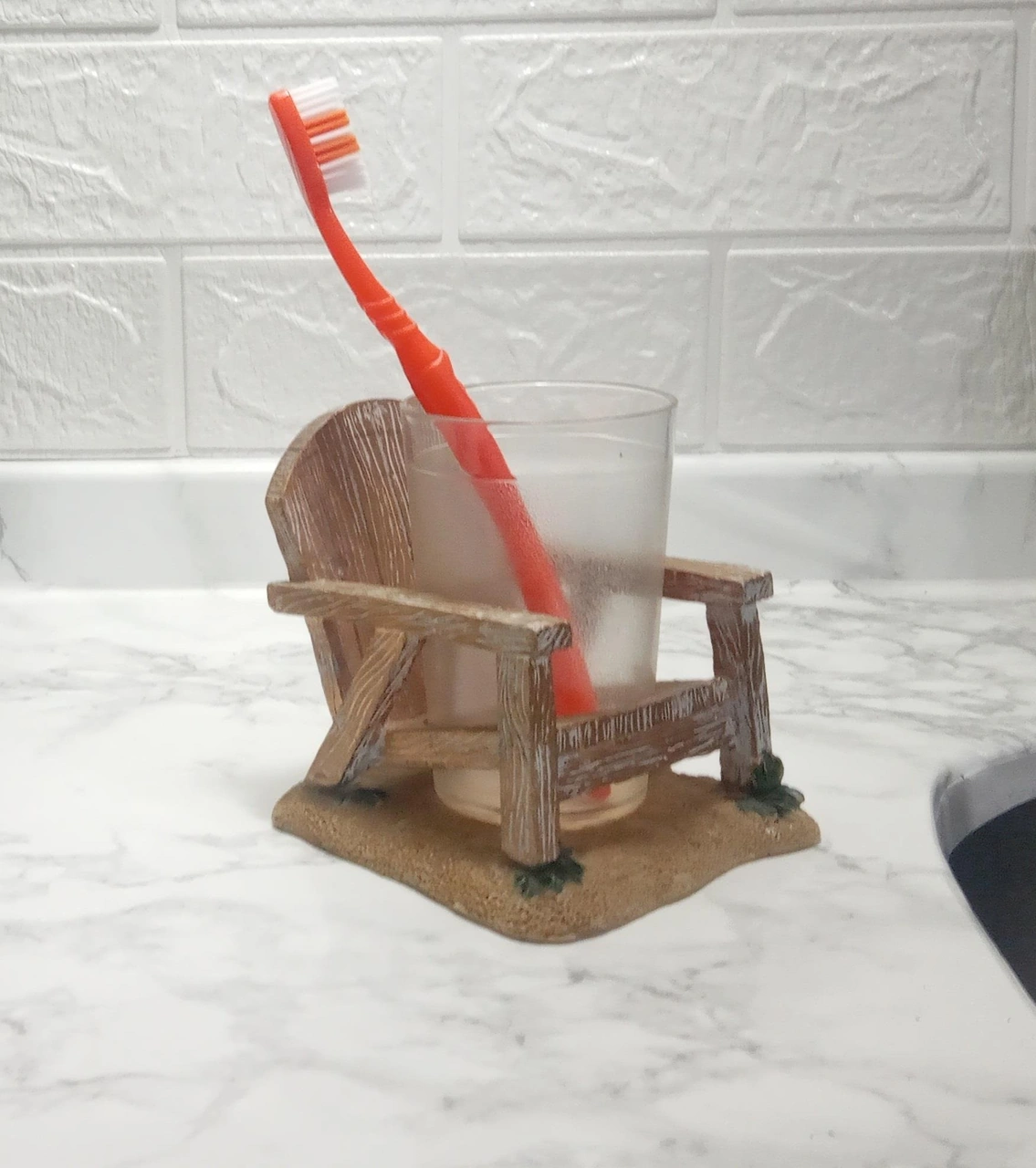 2 Adet Diş Fırçalık Ve Macunluk Sandalye Poliresin 13x11x10cm 200ml Banyo Seti Çok Renkli