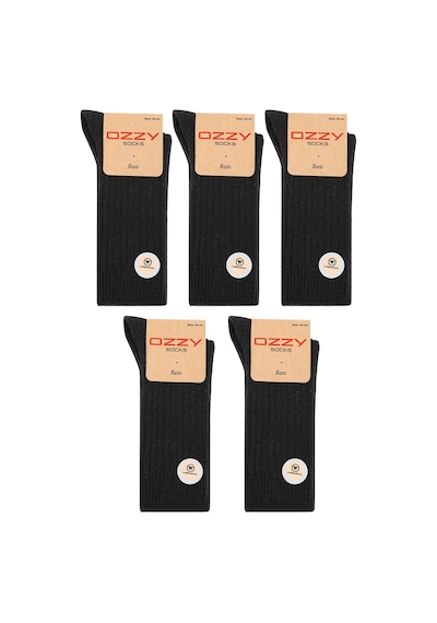 Ozzy Socks Kışlık Erkek Lambswool Yünlü Uyku Çorabı Soft Touch 5 Çift Siyah