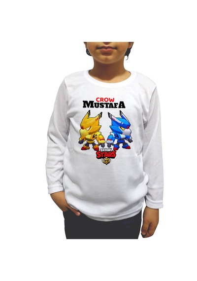 Hepsimex İsme Özel Brawl Stars Cerow Çocuk Tişört Uzun Kollu Unisex Beyaz