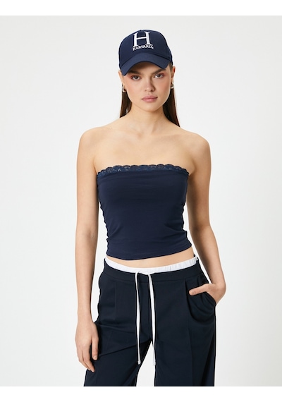 Koton Straplez Crop Üst Dantel Detaylı Pamuklu Lacivert 4sal30231ık Lacivert Koton Straplez Crop Üst Dantel Detaylı Pamuklu Lacivert 4sal30231ık Lacivert